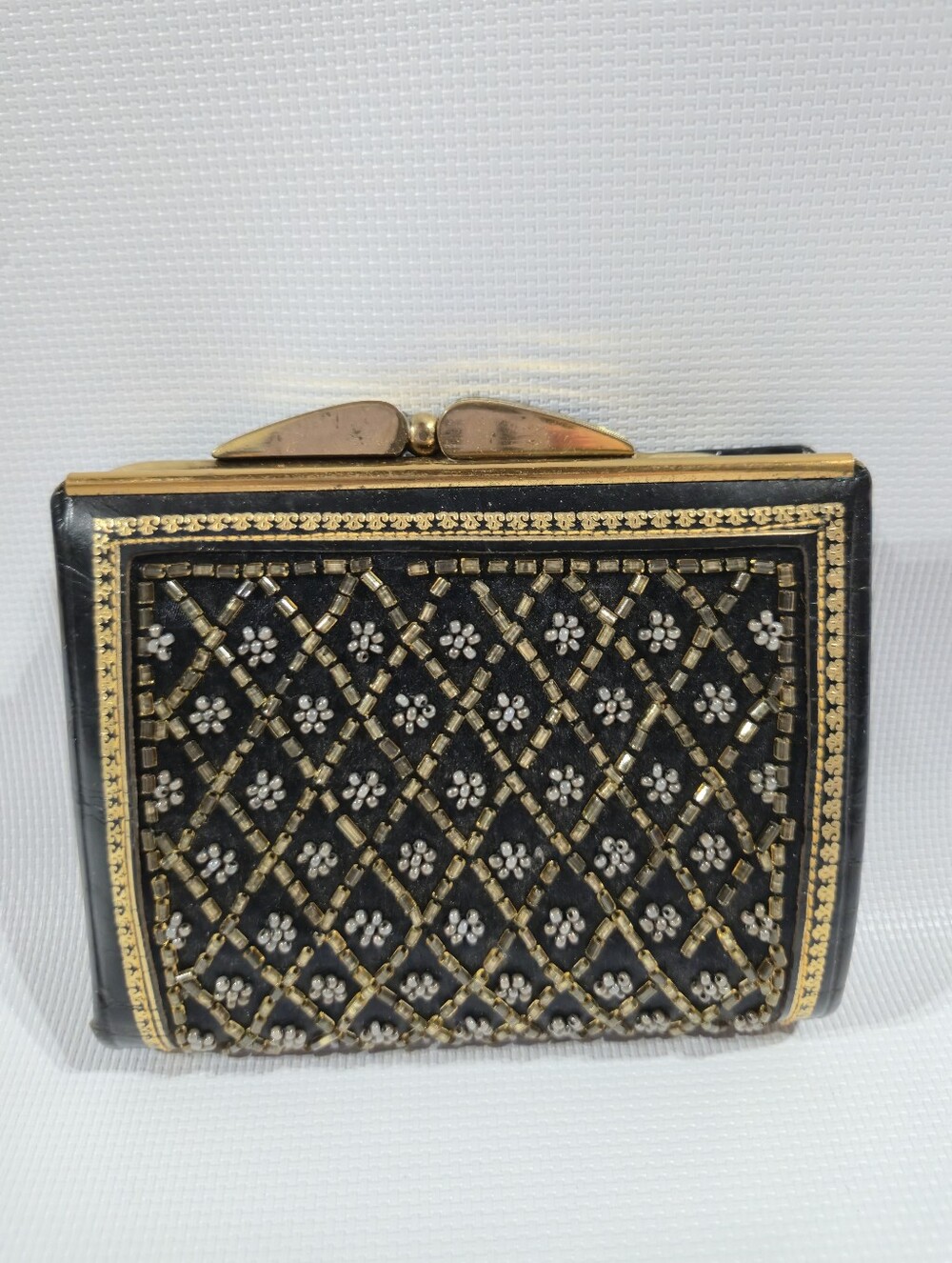 Vintage DANIEL DE PARIS Beaded Bi-Fold Wallet-House of Nash-Echoes de Montmartre